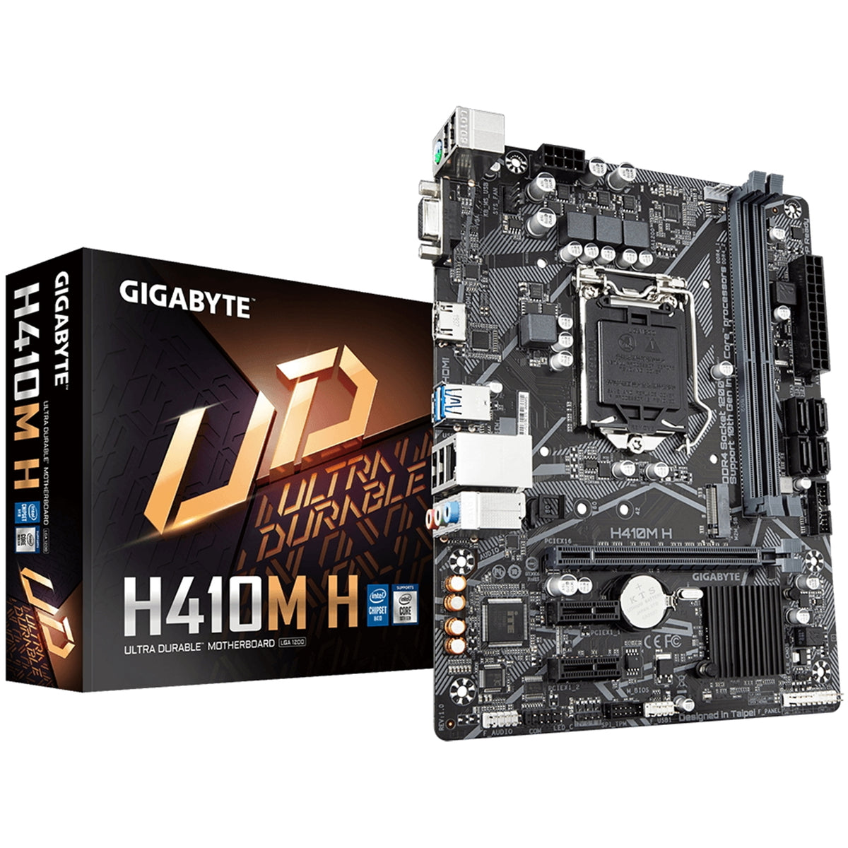 Gigabyte H410M H V2 Ultra Durable Intel 1200 Socket Motherboard, Micro - ATX, 2x DDR4 Slots, 1x M.2 Socket, GbE LAN, 1x D - Sub / 1x HDMI Port - FIXgenie