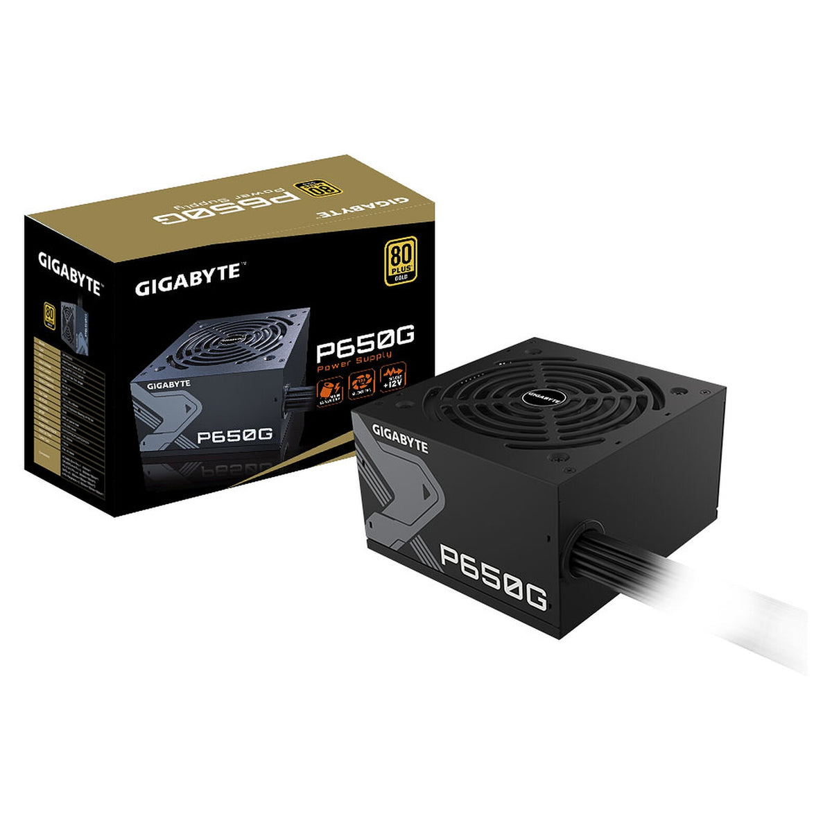 GIGABYTE P650G 650W PSU, 120mm Silent Hydraulic Bearing Fan, 80 PLUS Gold, Non Modular, UK Plug, 100% Japanese Capacitors, Single +12V Rail - FIXgenie