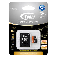 Team 64GB Micro SDXC UHS - 1 Class 10 Flash Card with Adapter - FIXgenie